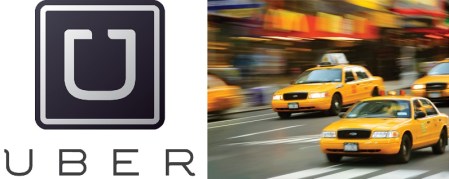 Uber Logo and Cabs