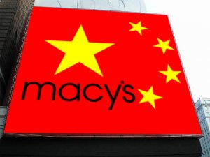 A red and yellow Chinese flag featuring Macy’s brand.