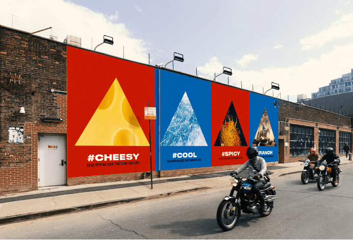 A billboard shows an ad for Doritos, part of its 'Another Level' campaign